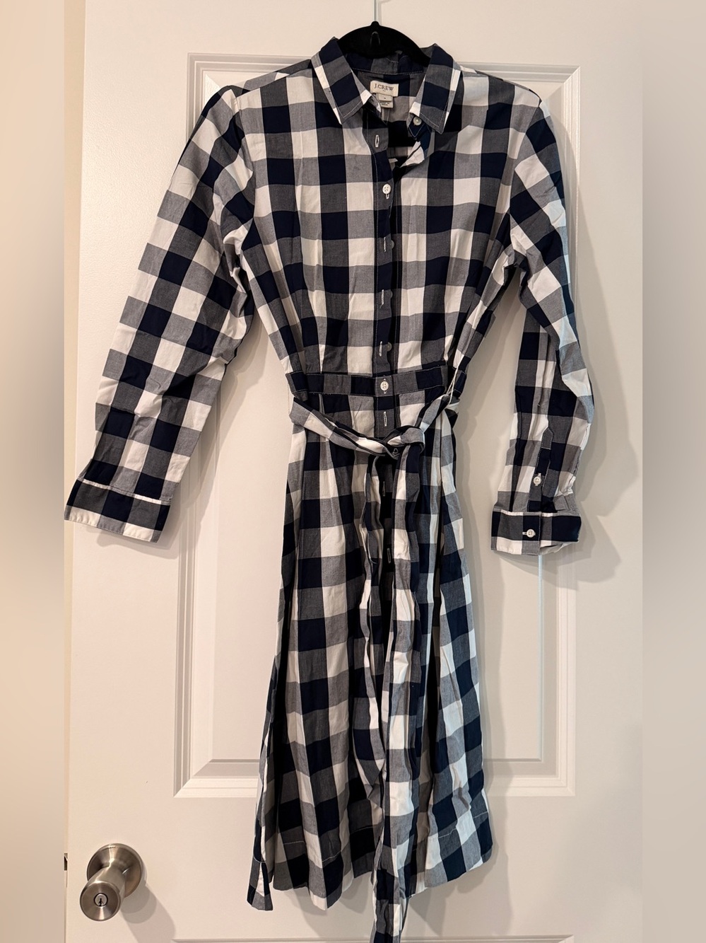 NWT J. Crew Navy and White Buffalo Check Shirt